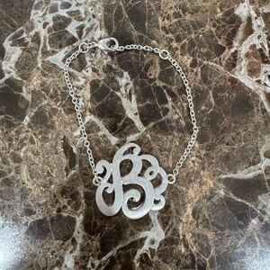 Silver B initial monogram bracelet